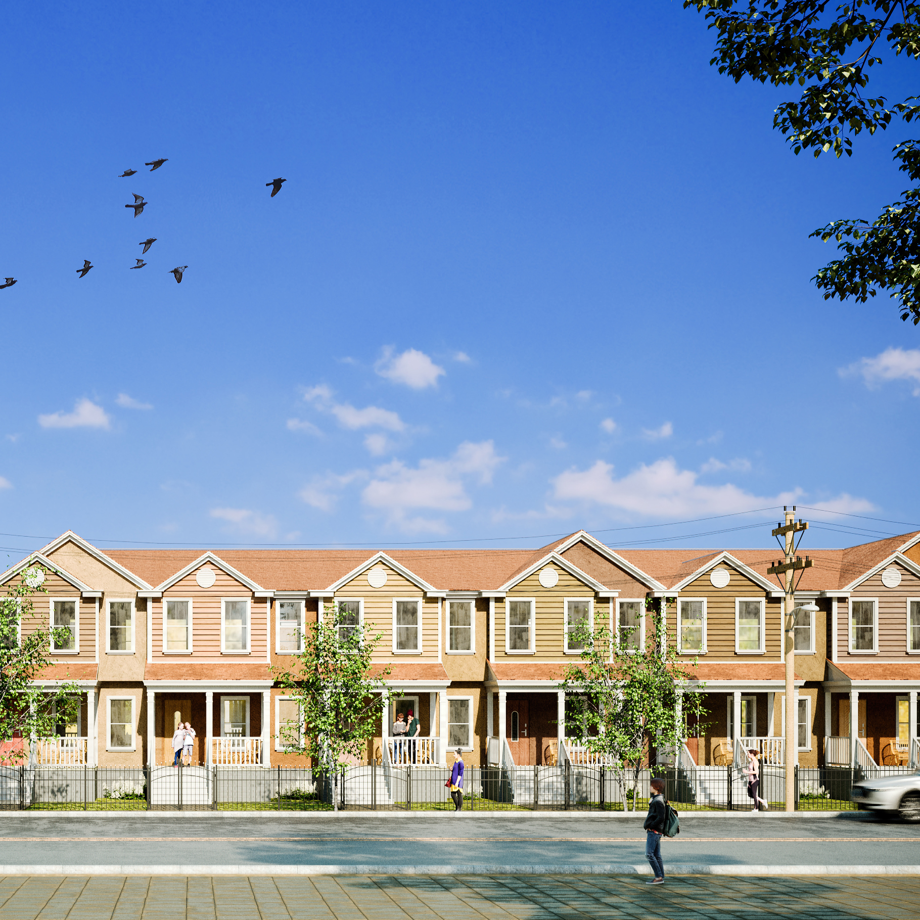This is an exterior rendering of the Allen Estates project