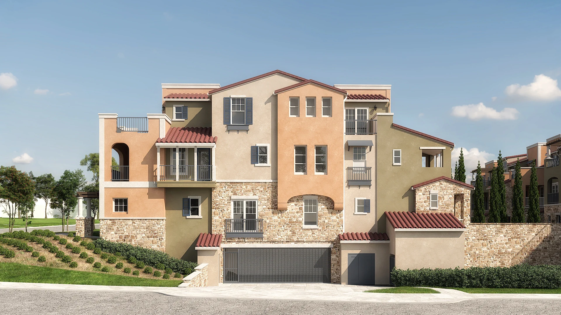 This is an exterior rendering of the Amalfi