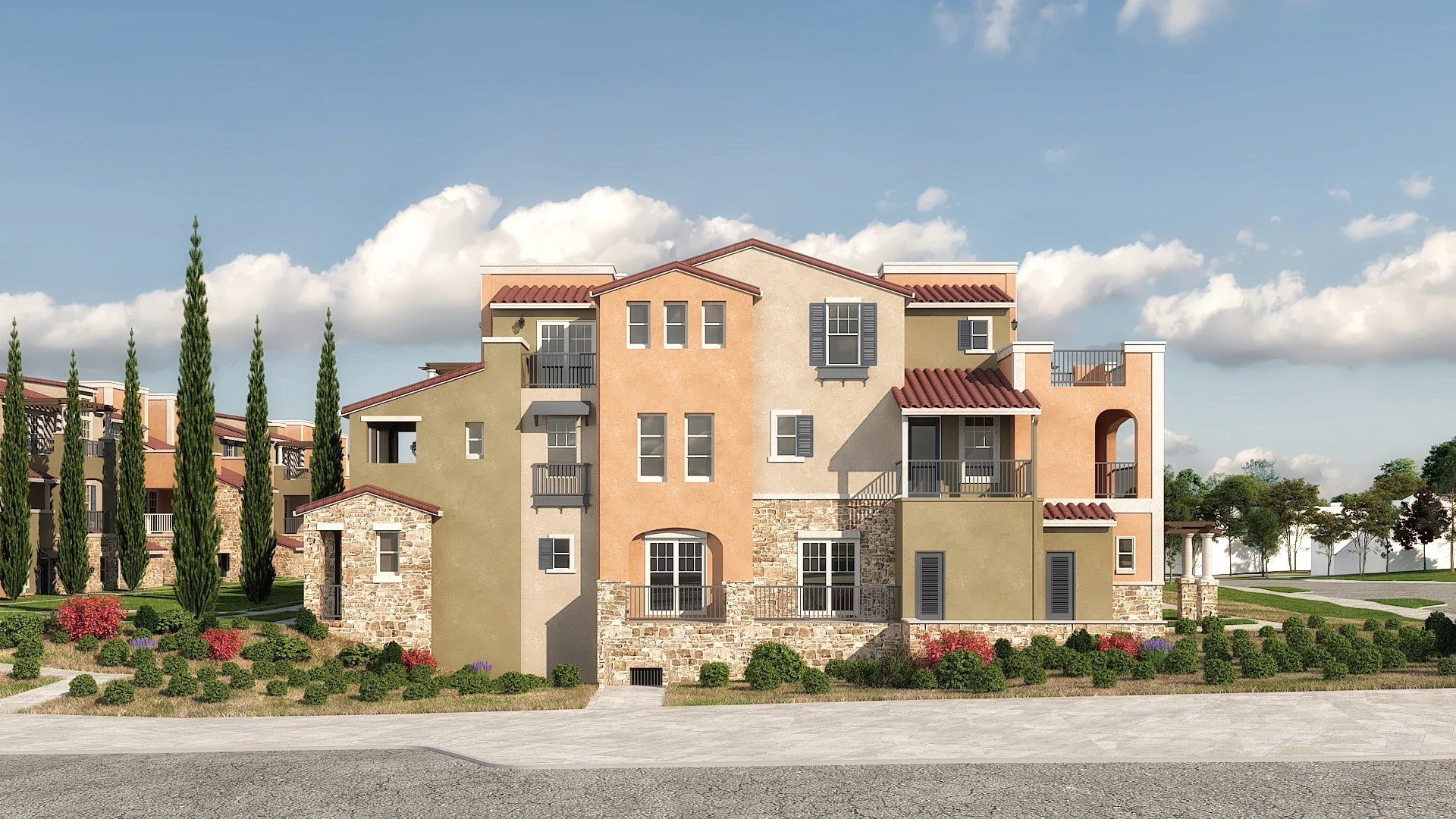 This is an exterior rendering of the Amalfi