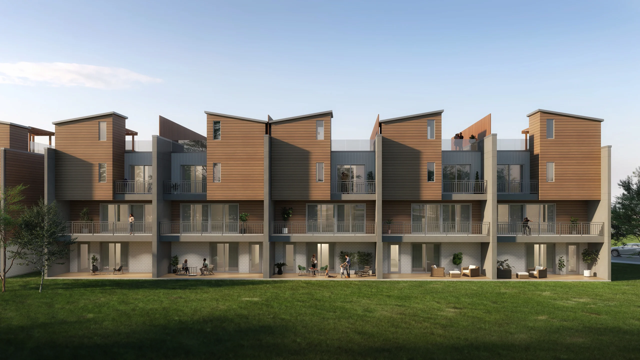 This is an exterior rendering of the Arlington Townhomes