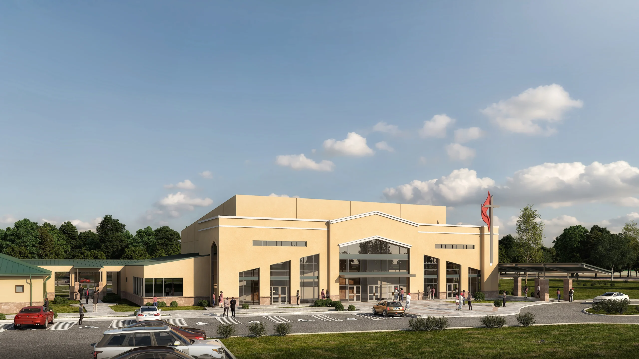 This is an exterior rendering of the JMUMC project