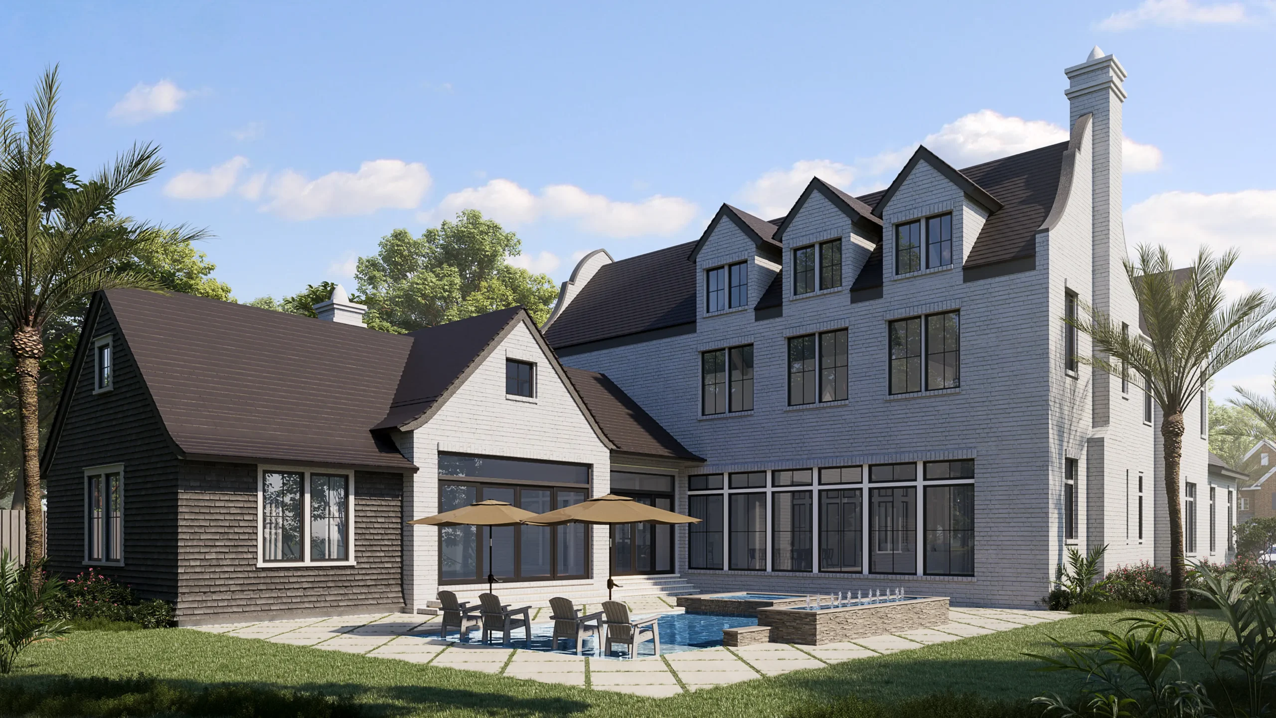 This is an exterior rendering of the Jeter Residence