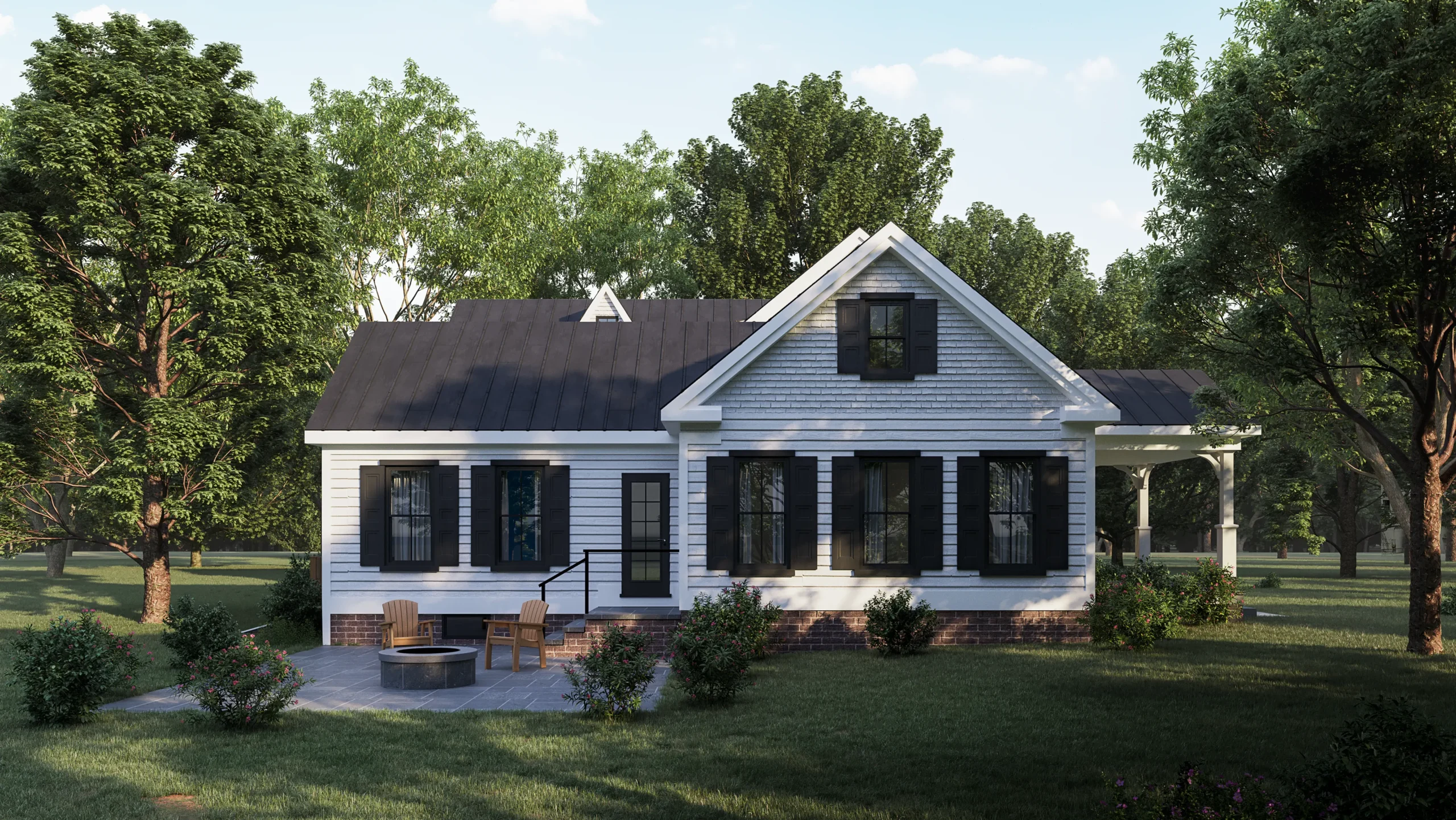 This is an exterior rendering of the MessiahCC Farmhouse
