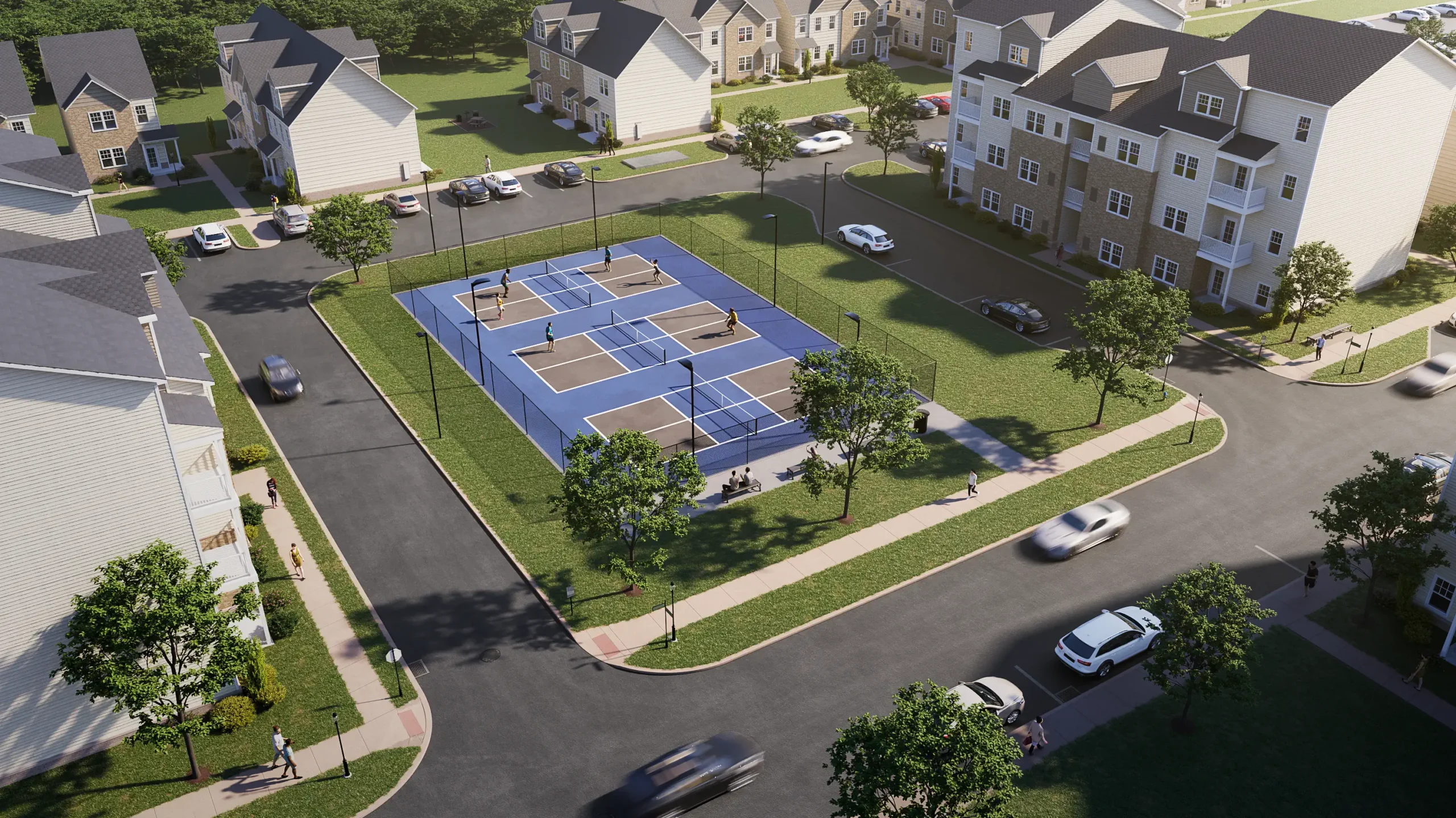 This is an exterior rendering of the Pickleball Courts