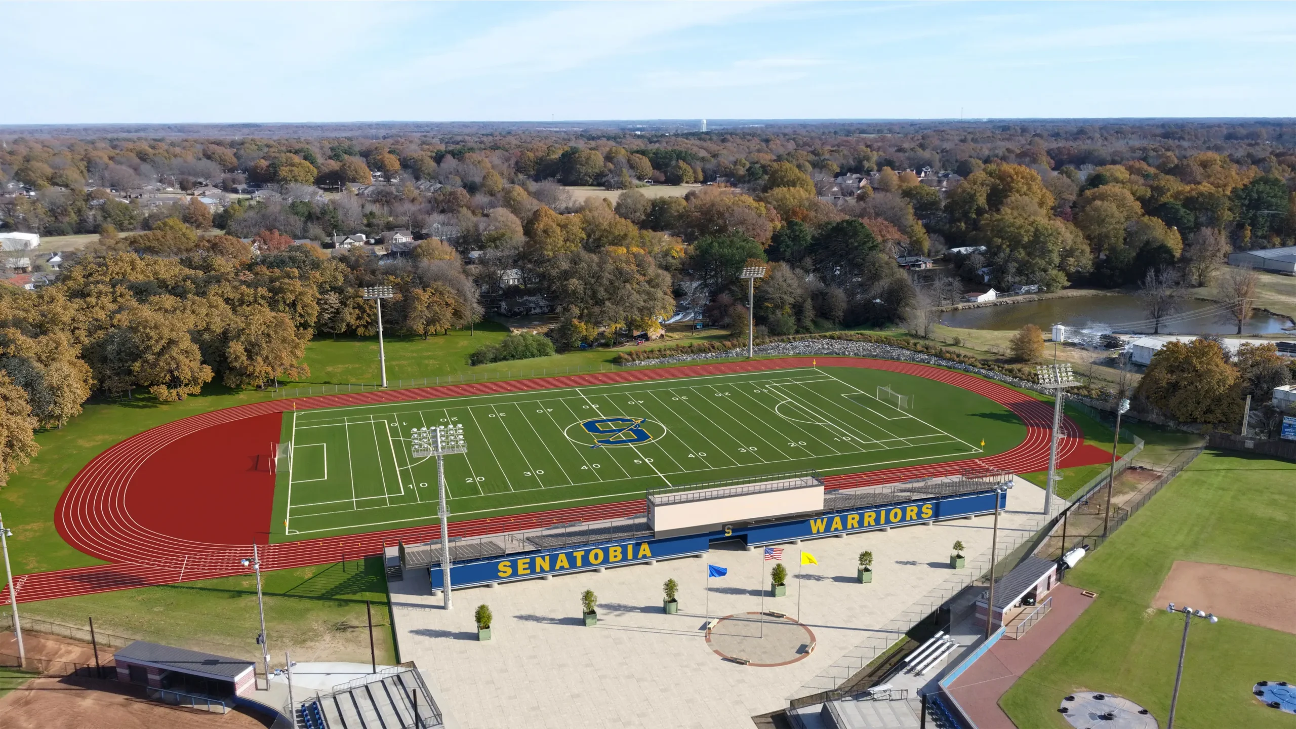 This is an exterior rendering of the Senatobia HS Soccer Field