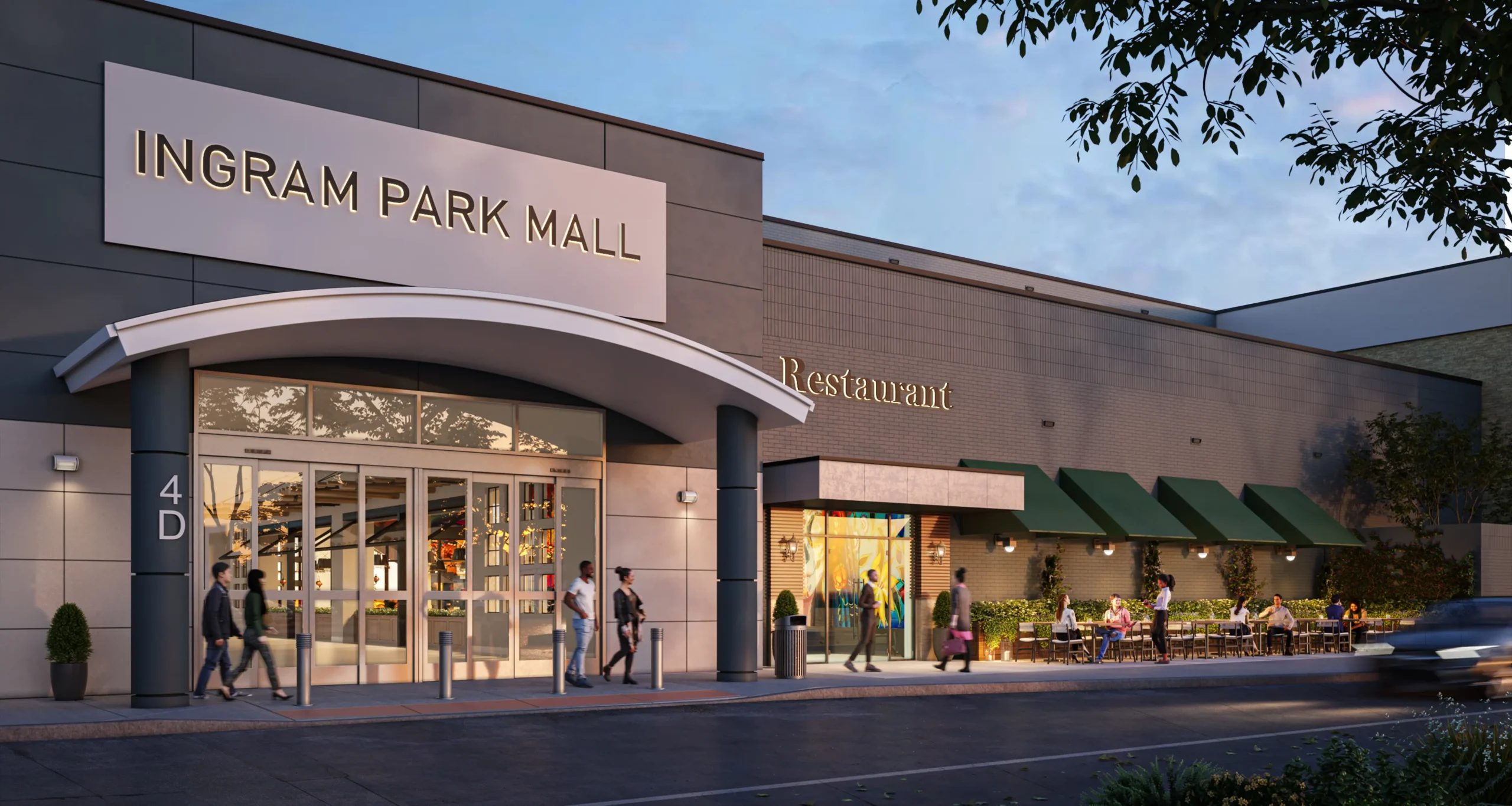 This is an exterior rendering of the Ingram Park Mall